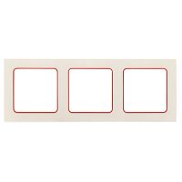 Стокгольм Рамка 3-местная белая с линией цвета красный PROxima | код  EAM-G-304-10 | EKF